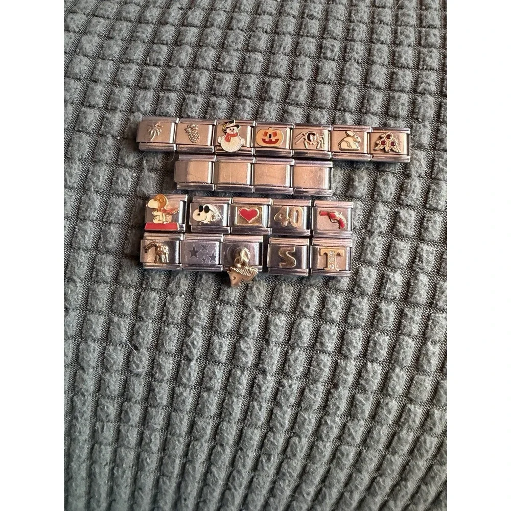 Vintage Mixed Lots of Italian Charms 21 Pieces Stainless Steel Name Brand Charms